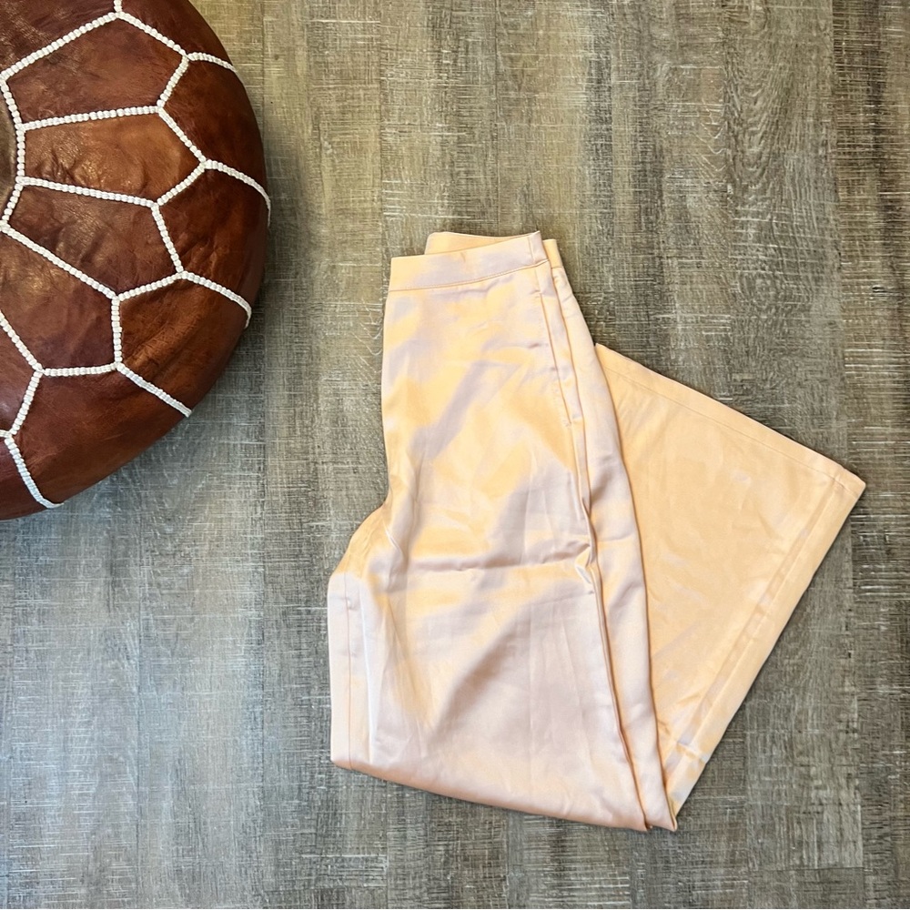 NWT Peach Satin High-Rise Wide-Leg Pants